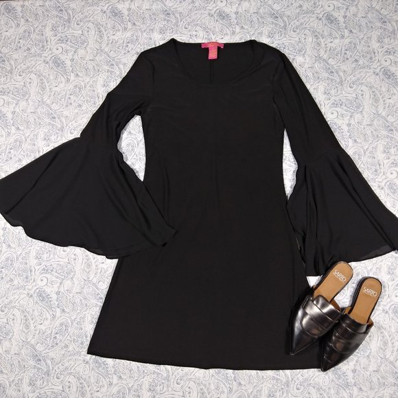 Catherine Malandrino Black Dress w/ Flared Sleeves - Picture 4 of 13